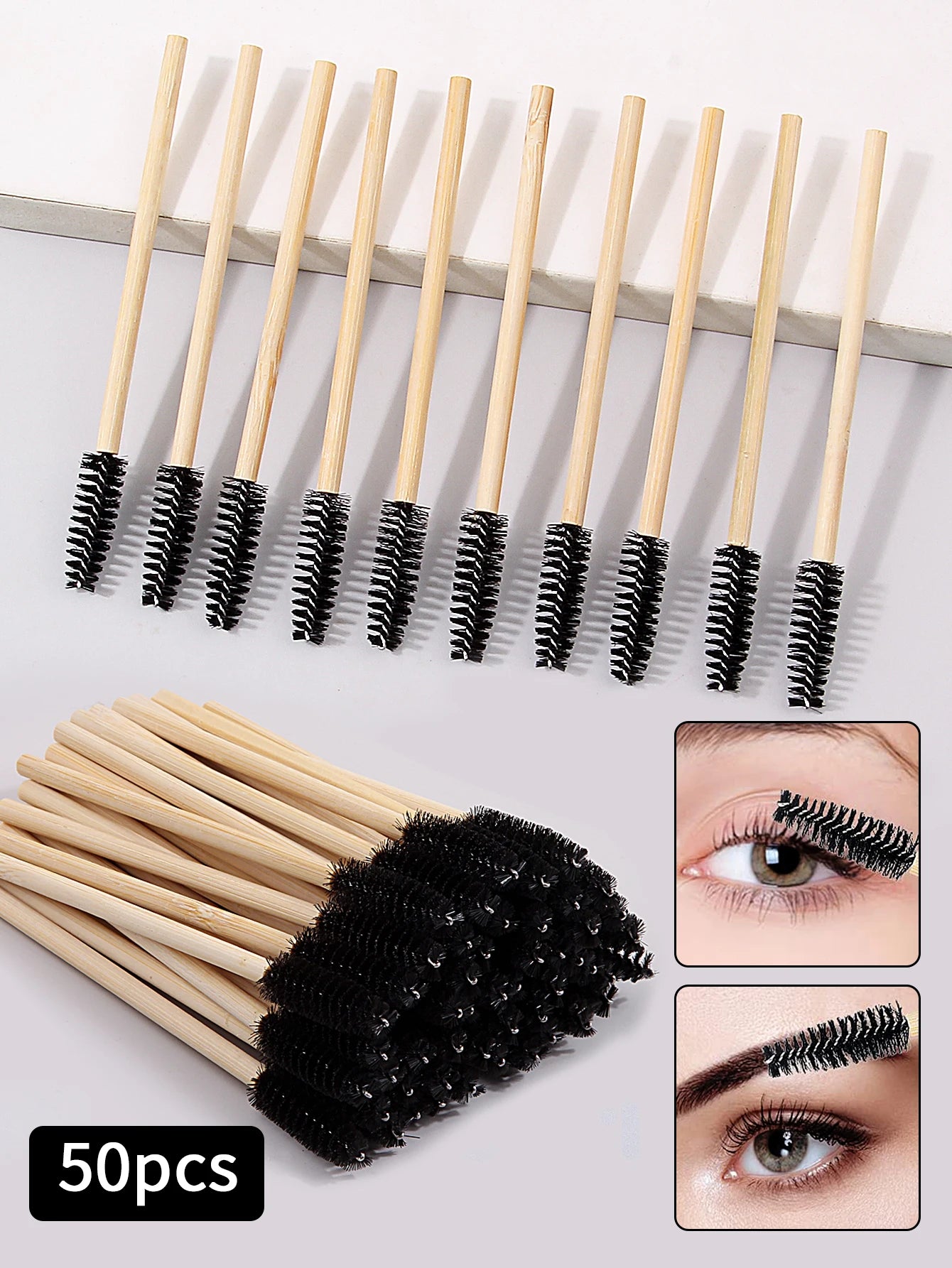 Brosses Cils & Sourcils en Bambou – Lot de 50