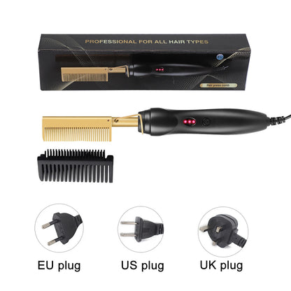 Peigne Chauffant Électrique – Lissage & Boucles 2 en 1
