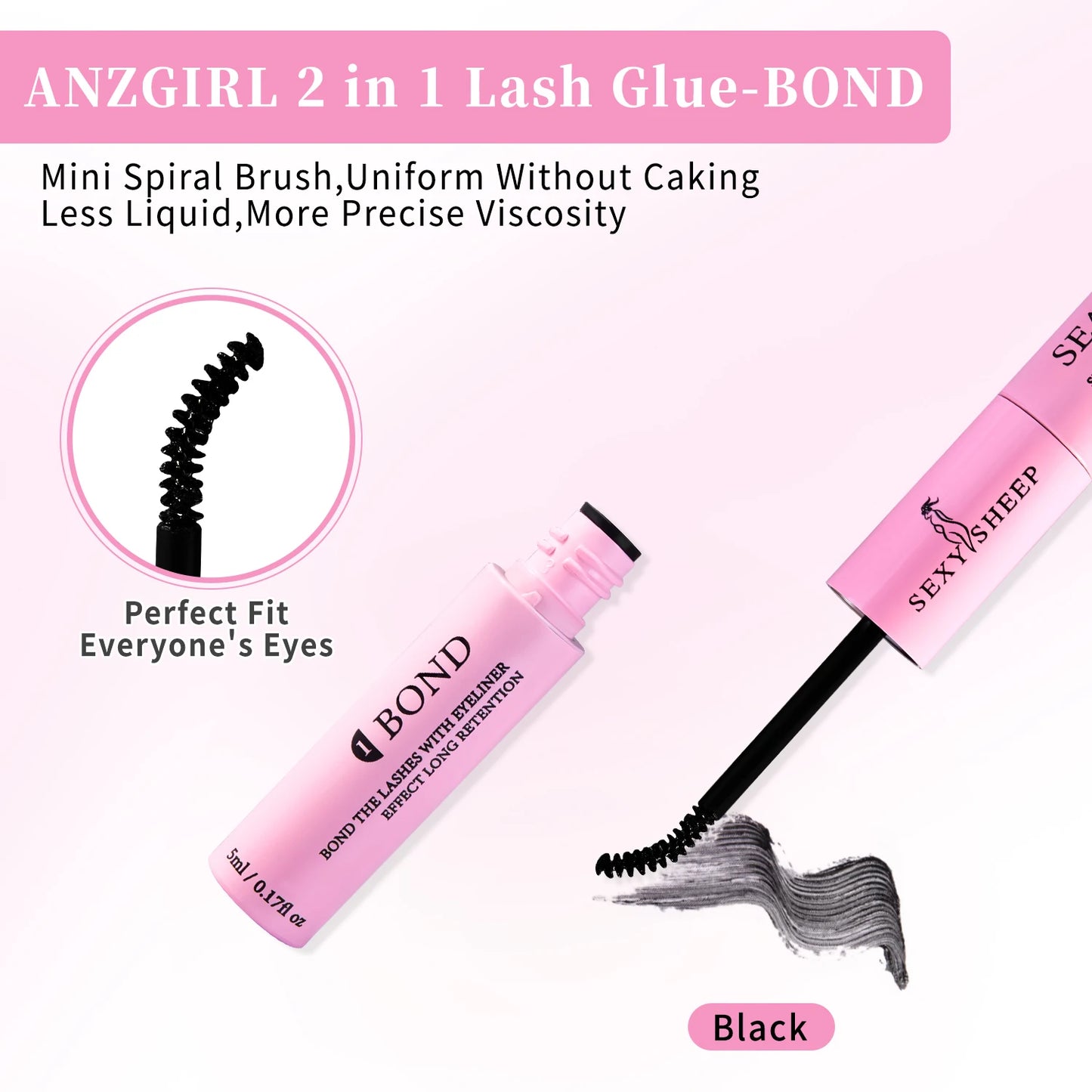 Colle et Scellant 2-en-1 pour Extensions de Cils Longue Tenue 48H