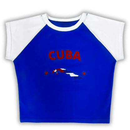 Casual T-shirt Crop Tops Graphic Embroidery