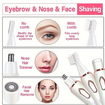 Rasoir Électrique 4-en-1 Sans Fil – Épilation Douce & Précise Corps et Visage