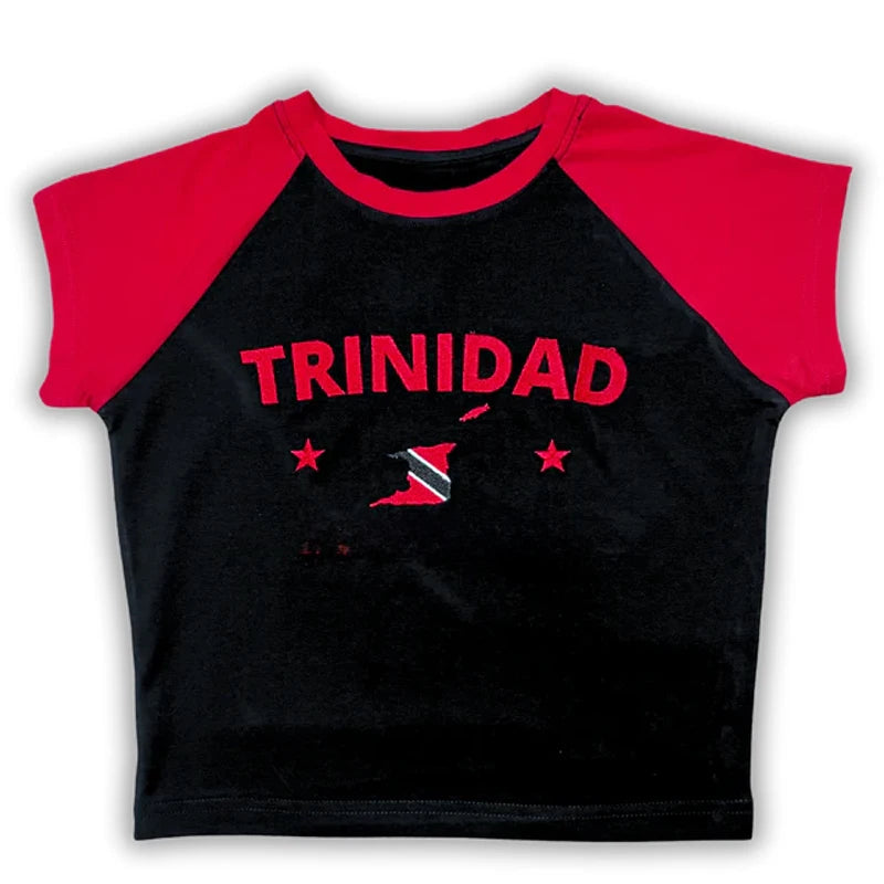 Casual T-shirt Crop Tops Graphic Embroidery