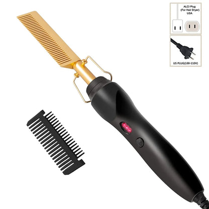 Peigne Chauffant Électrique – Lissage & Boucles 2 en 1