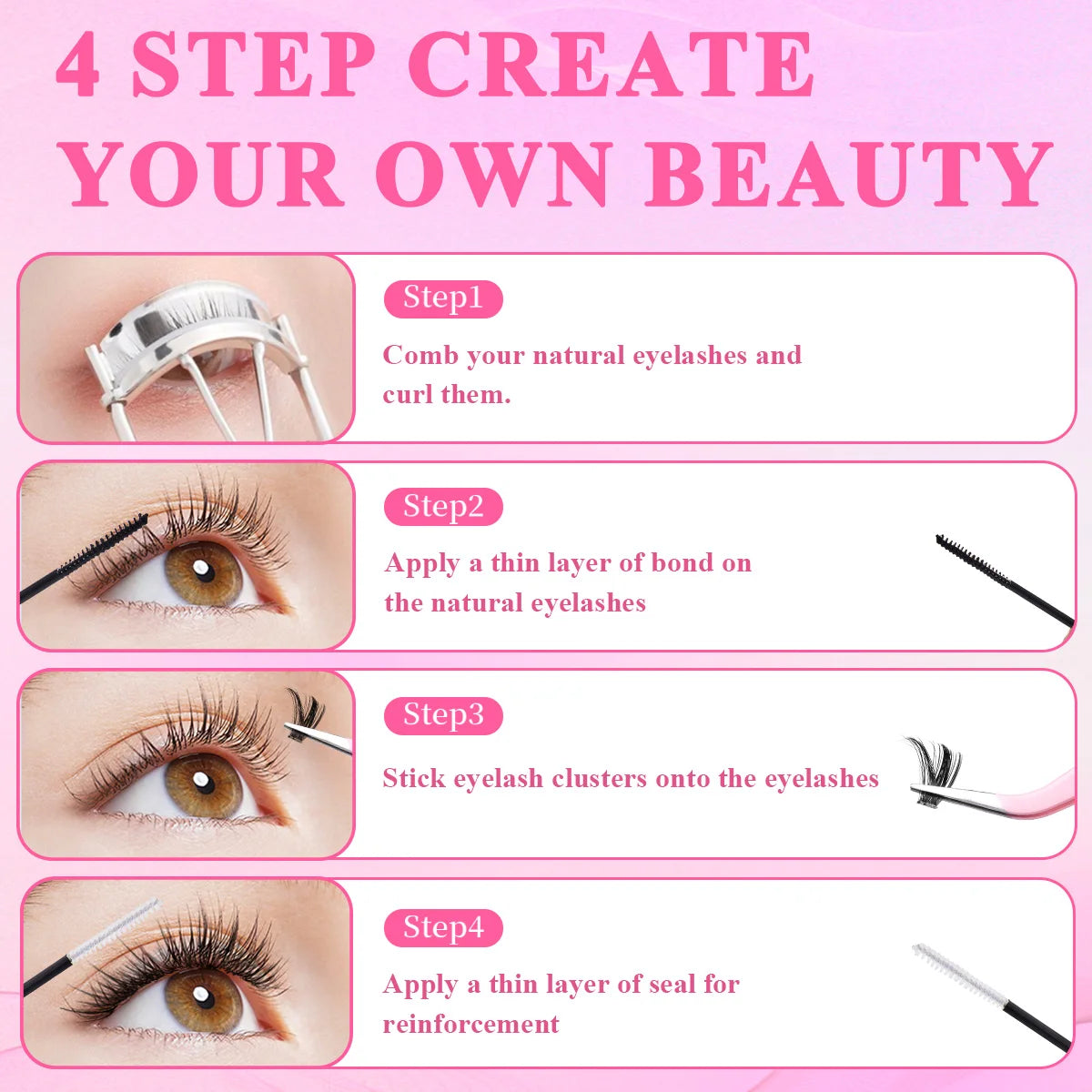 Colle et Scellant 2-en-1 pour Extensions de Cils Longue Tenue 48H