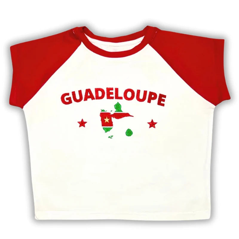 Casual T-shirt Crop Tops Graphic Embroidery