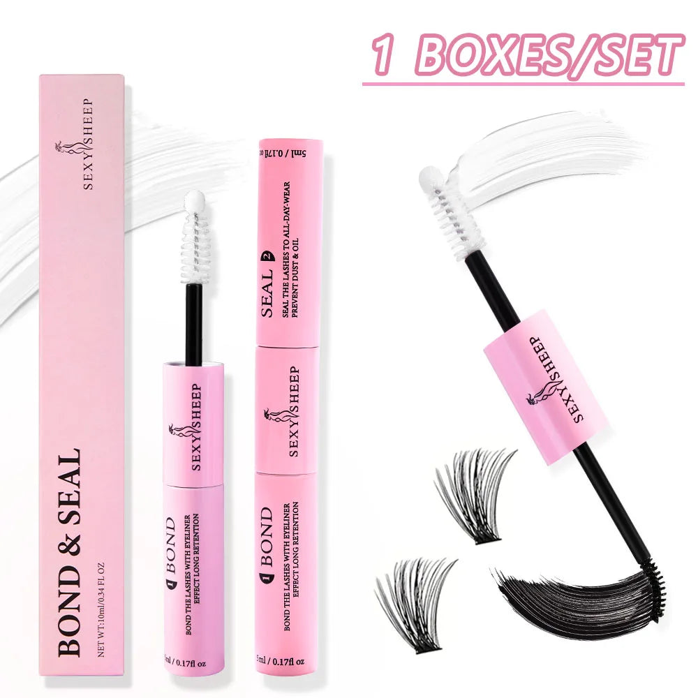 Colle et Scellant 2-en-1 pour Extensions de Cils Longue Tenue 48H