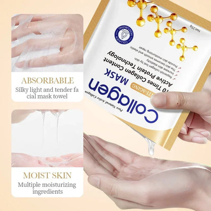 Masques Collagène Hydratants et Anti-Âge – 10 pcs