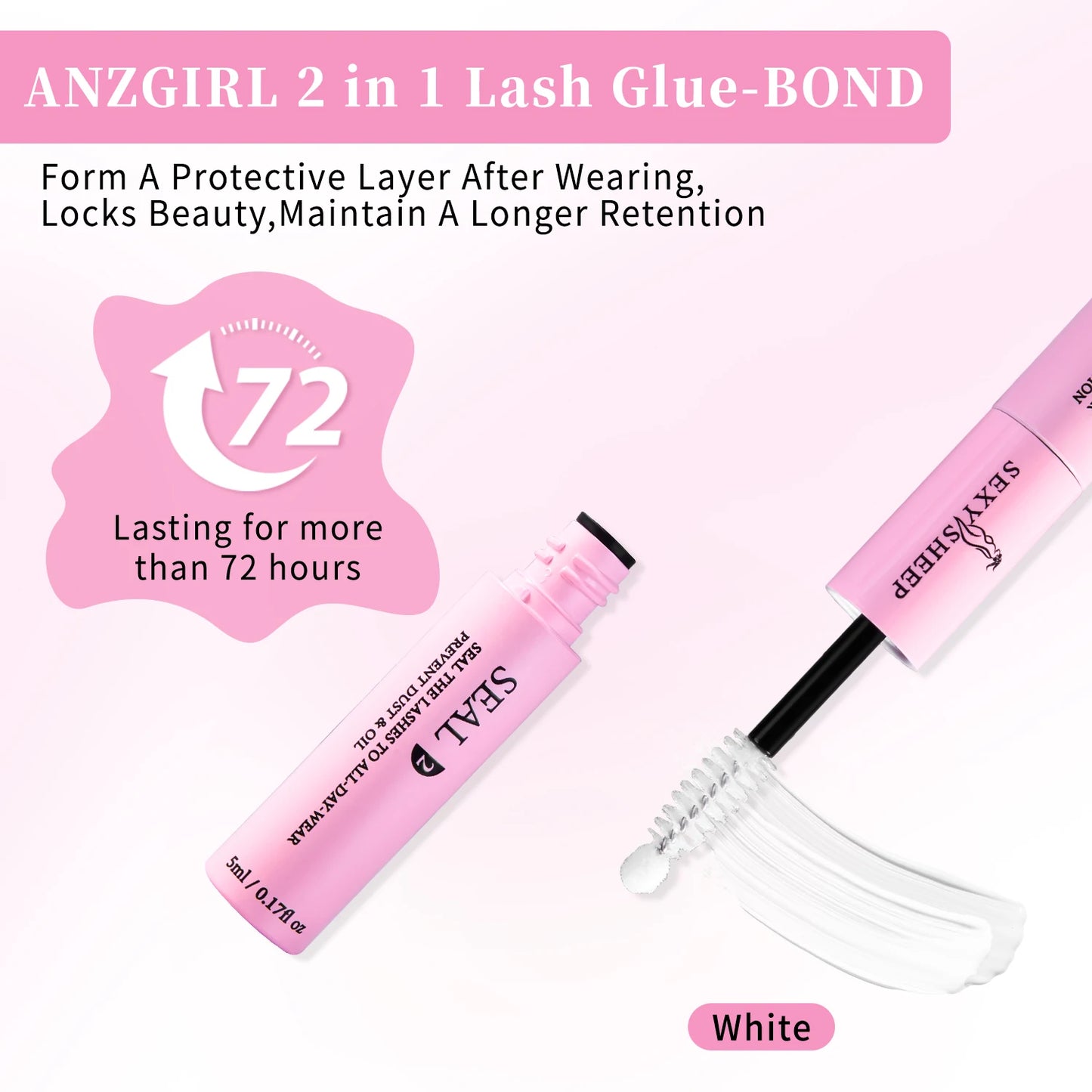 Colle et Scellant 2-en-1 pour Extensions de Cils Longue Tenue 48H