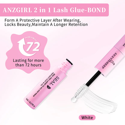 Colle et Scellant 2-en-1 pour Extensions de Cils Longue Tenue 48H