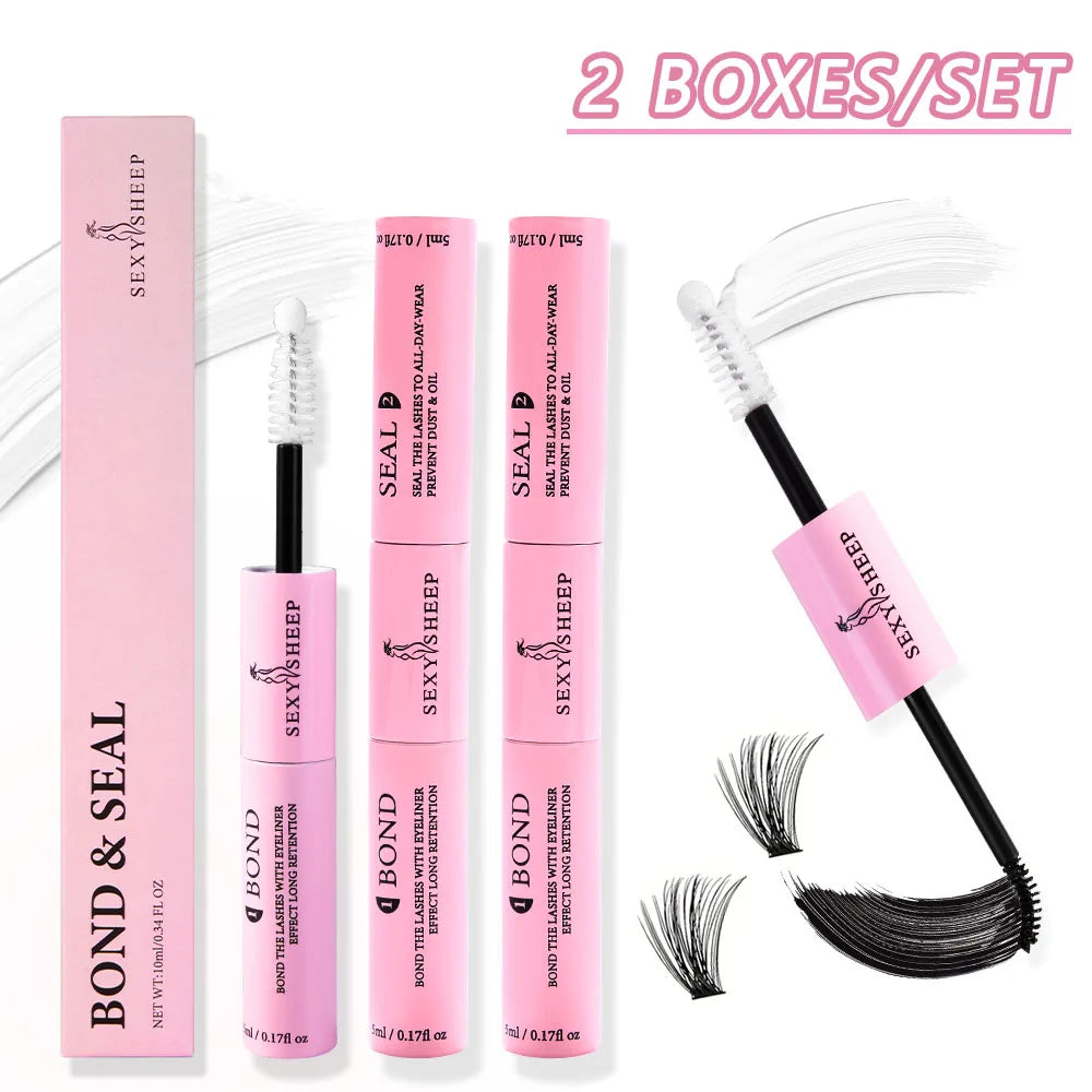 Colle et Scellant 2-en-1 pour Extensions de Cils Longue Tenue 48H